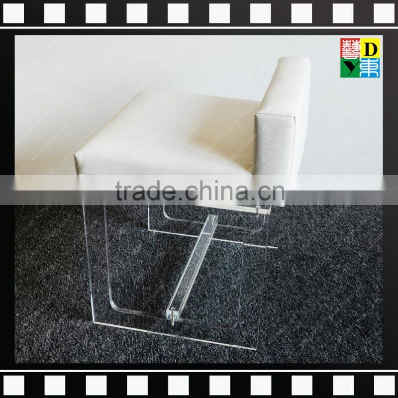 Elegant furniture Transparent clear acrylic living room sofa chairs with wood for office