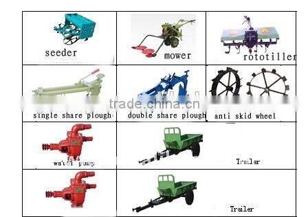 2014 hot sales walking tractor with plough and tiller and grass mower and trailer