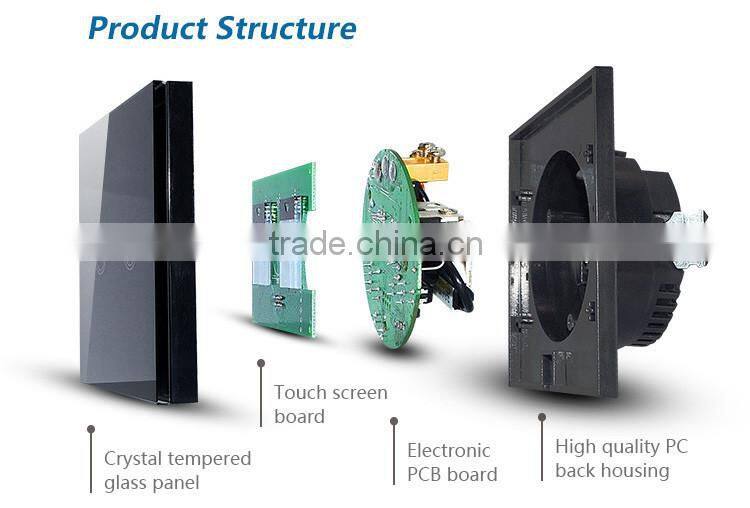 1gang 1way EU Standard, Remote Switch, Crystal Glass Panel Wall Light Remote Touch Switch