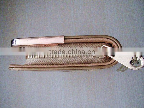 Manual seaming decoration ladies pu long ladies wallet with iron edge
