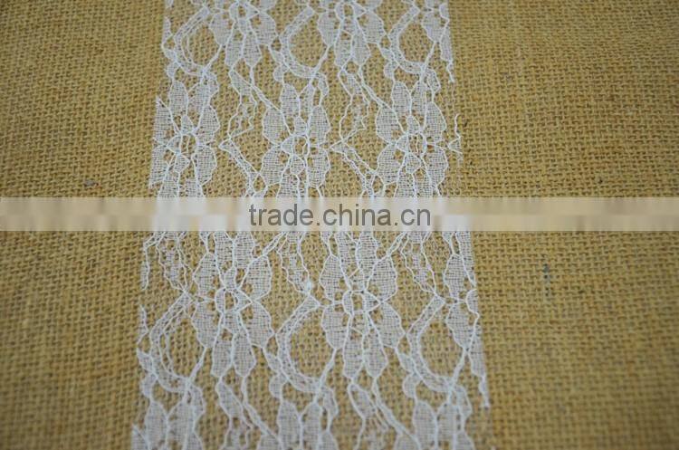 Cheap wedding lace and burlap table runner