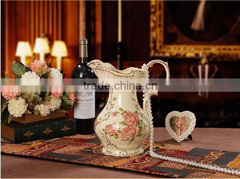 Hand painting ceramic porcelain flower vases european style with handle
