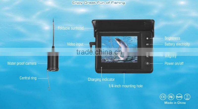 3.5-inch Video Fish Finder, Underwater Fishing Camera, marine grade waterproof, with 4-IR LEDS, 135-degree viewing angle lens