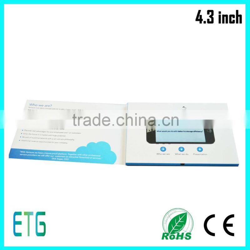 digital brochure with video greeting card lcd 4.3 inch with lcd video brochure card