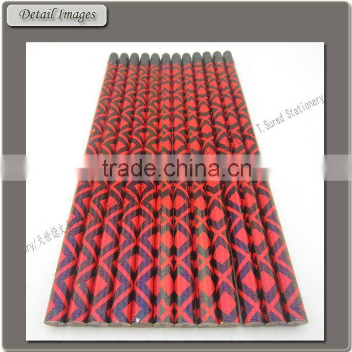 Round Shape Custom Printed HB Wooden Pencil With Eraser