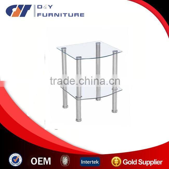 Clear Glass 2 Tier Side End Table Chrome Finish
