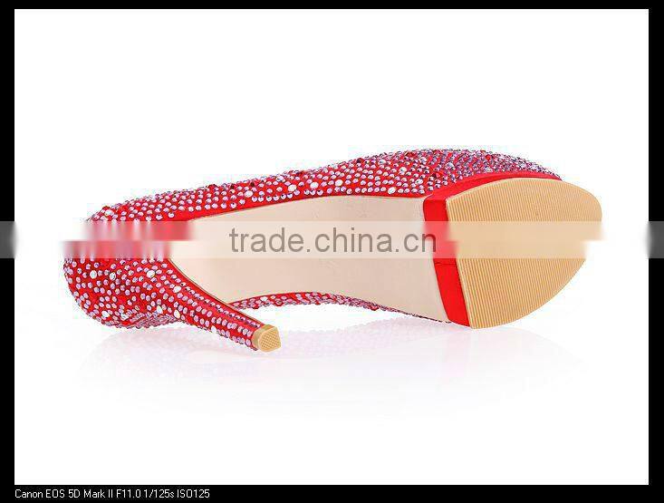 Sexy large size up 12 peep toe crystal party women high heel platform shoes