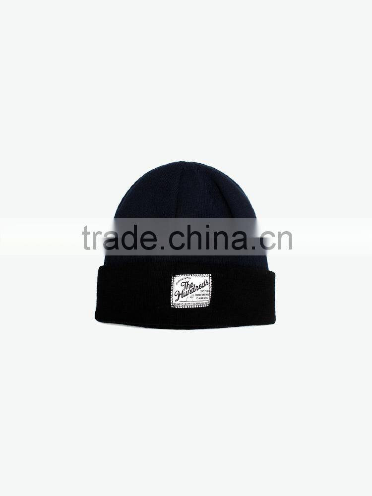 black wool custom beanie hats with label