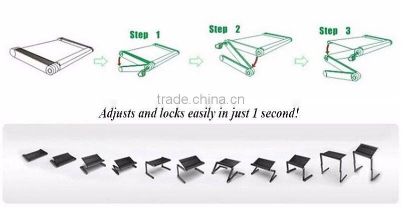 360 Degree Adjustable Portable folding laptop table stand smart lapdesk vented stand bed sofa tray With mouse pad