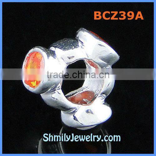 Wholesale Purple CZ Rhinestone Silver Spacer Charms BCZ38C