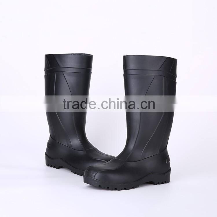 2016 Wholesale cheap black safety PVC rain boots, steel toe insert safety boots