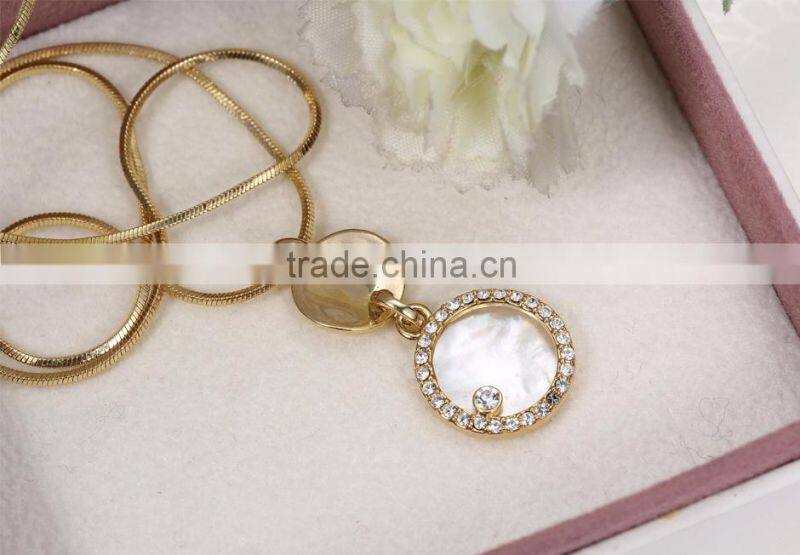 2015 new Korean fashion wild round shell necklace gold plated necklace wholesale pendant necklace for ladies