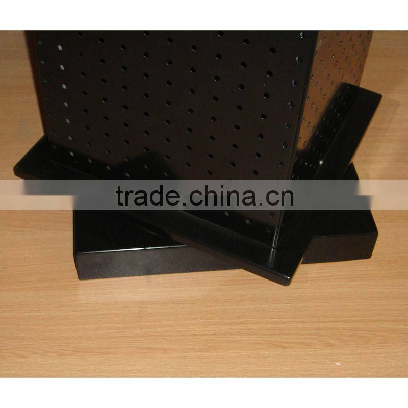 four sides metal floor rotating pegboard rack with trade assurance