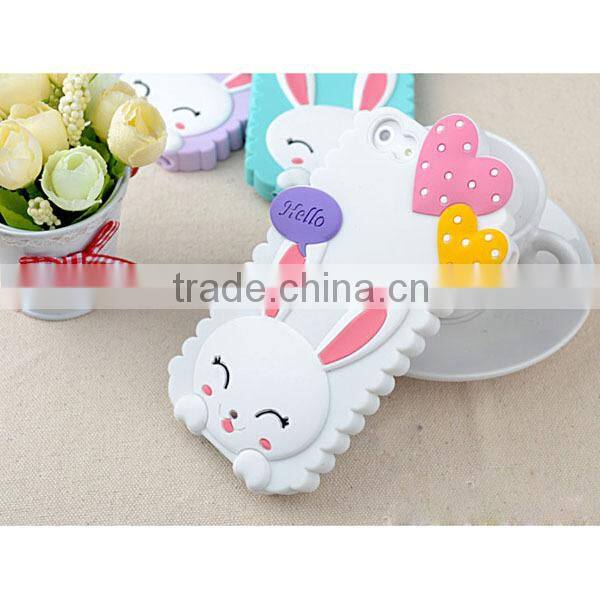 2014 lovely durable cheap price mobile rabbit shape silicone phone case