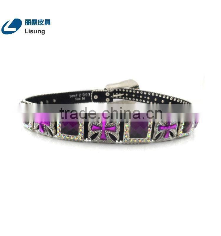 Western Purple Crystal Prism Cut Concho Wholesale Rhinestone Fancy Belts