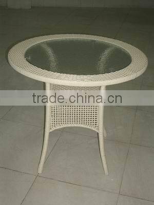 elegant design rattan wicker aluminum frame round glass coffee table YT47