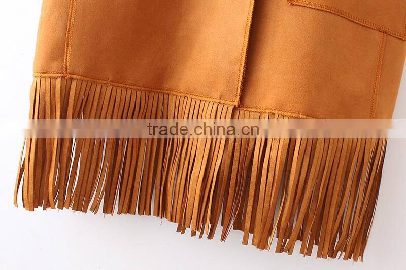 wholesale clothing contemporary fringed faux suede tassel vest