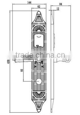 2014 Newest design solid copper material luxury 5 star copper hotel lock