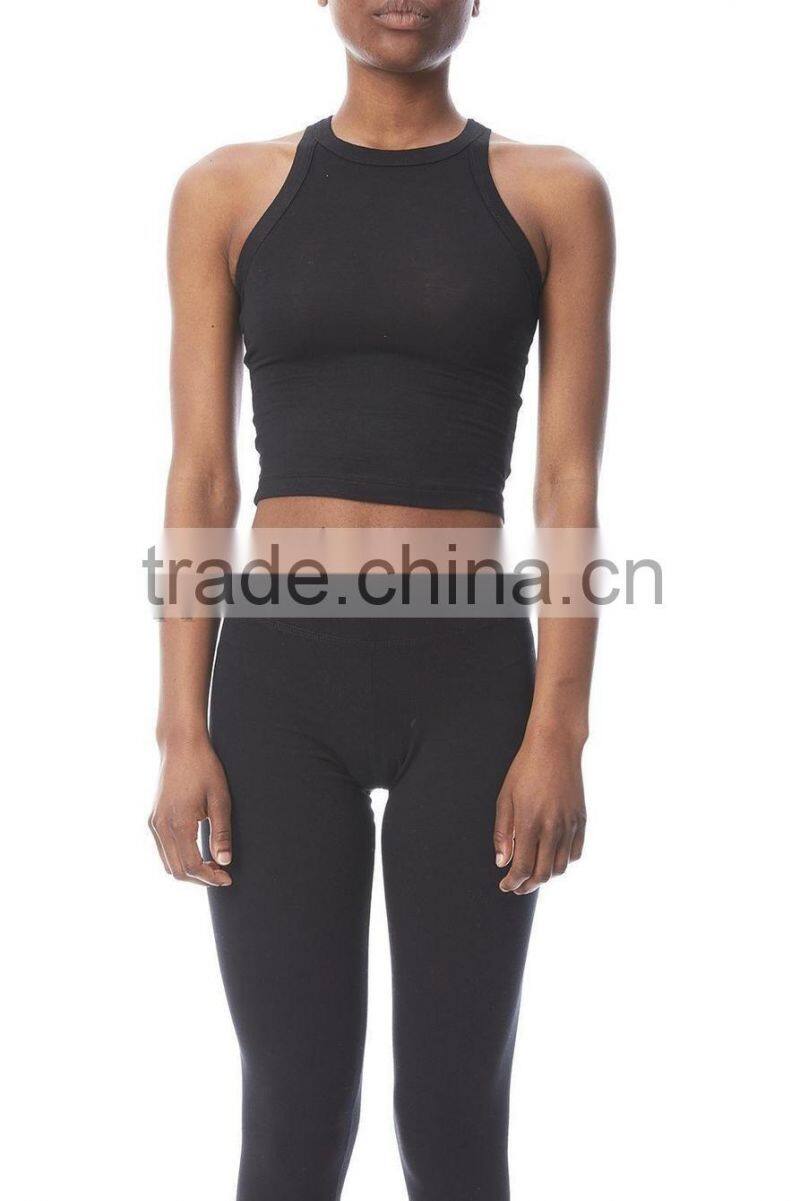2016 Custom Top Knit Tank Racerback Cropped Black Blue Top