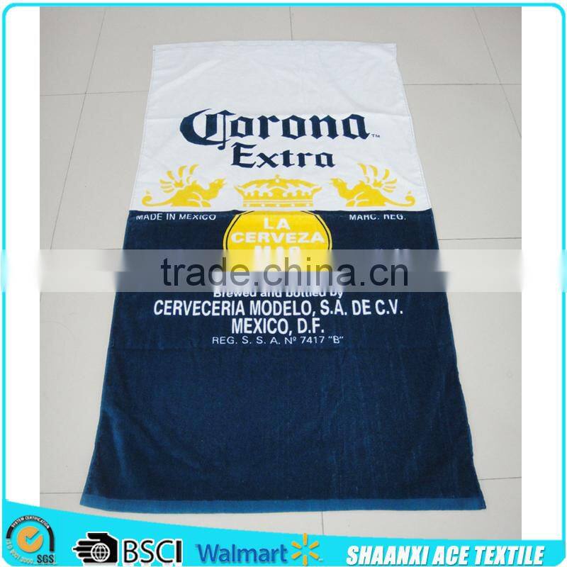 100% cotton terry velour printing brand name beach towel promotional brand towel