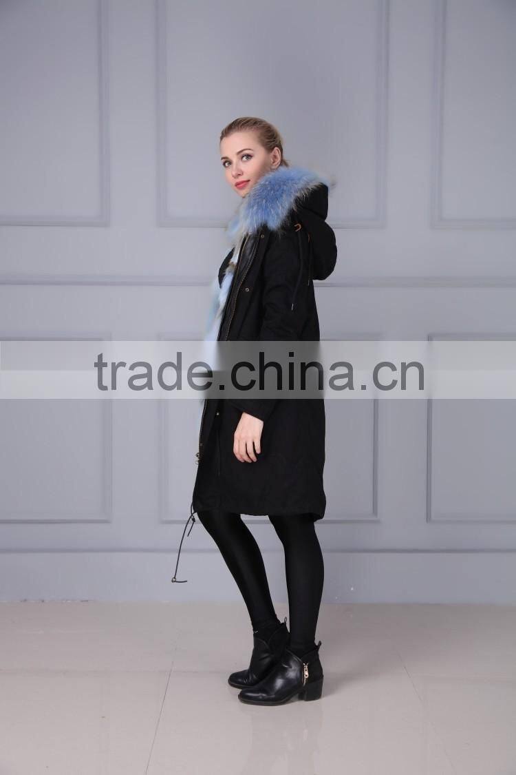 Hot sale wholesale cotton winter coat real fox fur lining parka for women and men