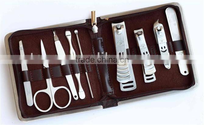 MRT-040 9pcs PU bag with carbon steel german manicure sets