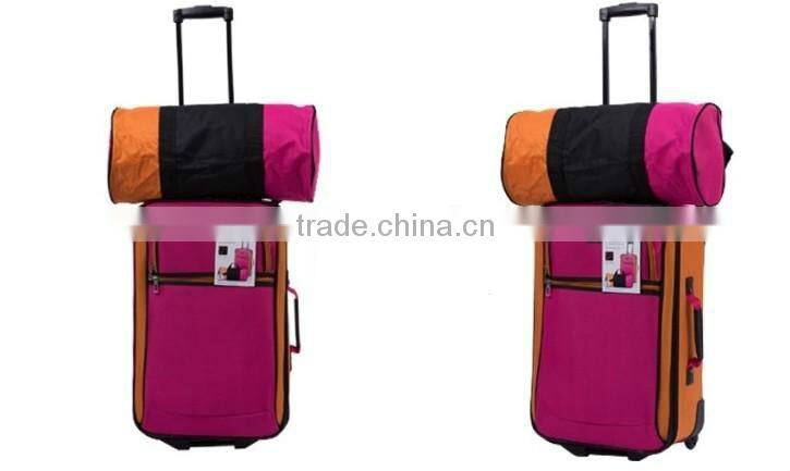 China alibaba 2014 600D Polyester Rolling Wheeled Travel Luggage Duffel Bag with two inline skate wheels and trolley