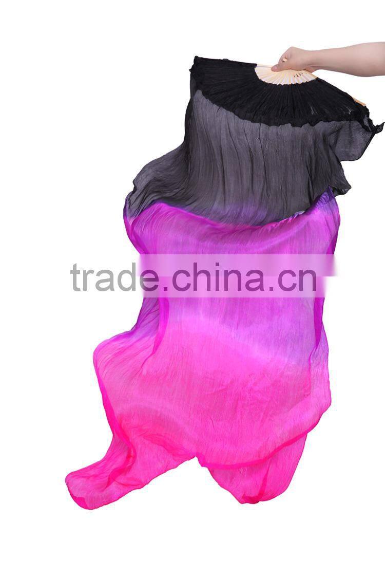 Hot Belly Dance Real Silk Veil Fan in horizontal Three Colors ( DJ1022)