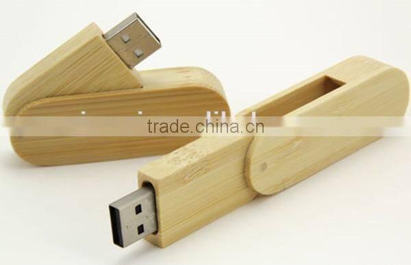 Wooden rectangle swivel usb flash drive