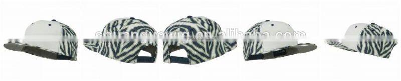 Short brim snapback hat with an adjustable plastic snapback strap closure