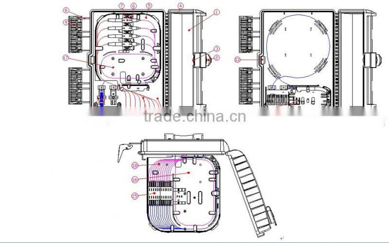 16pc Adapter SC pole mount box splice box wall mounted box optical fiber termination box