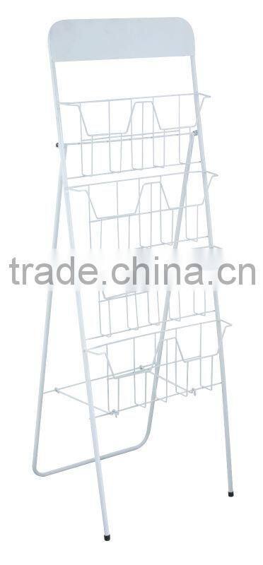 metal white wire portable magazine newspaper bruchure catalogue display stands HSX-2020