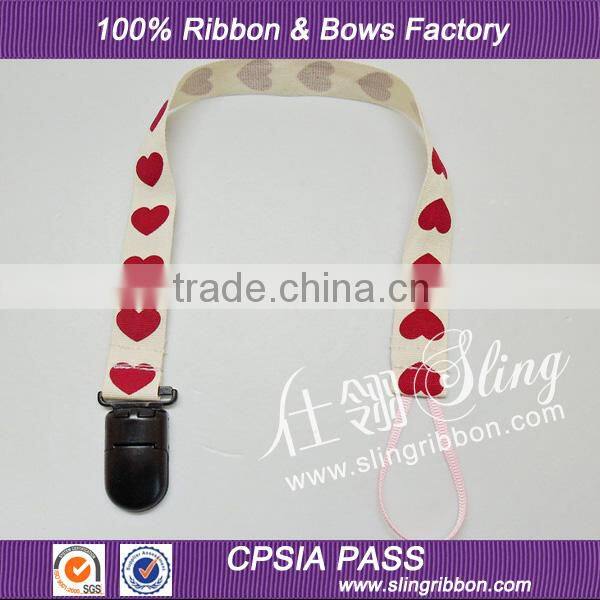 New Design Printed Ribbon Pacifier Clip Baby Pacifier Holder