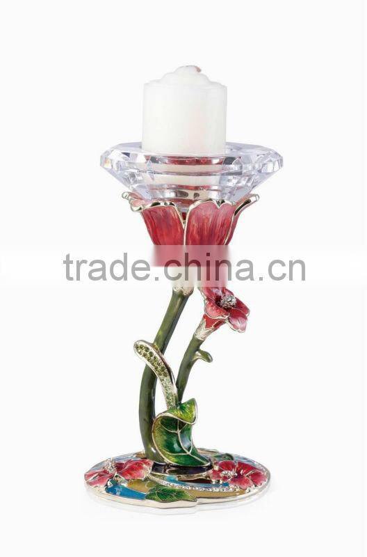 RORO Hawaii enamel crystal glass candle holder