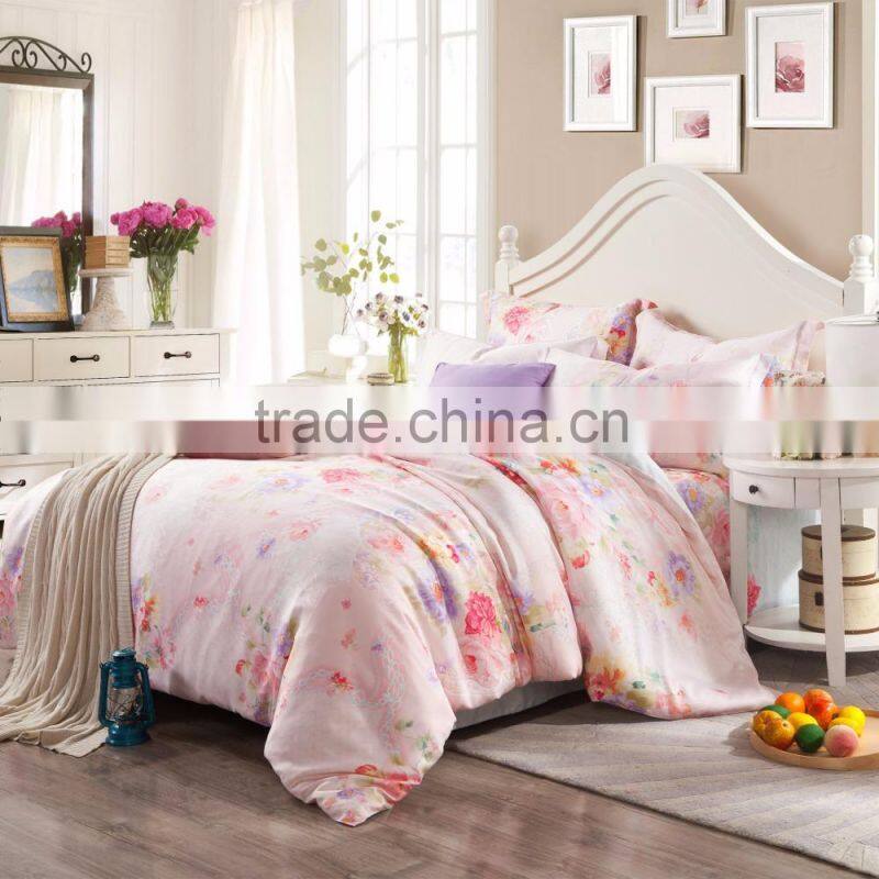 King size luxury white hotel bed sheet sets 100% cotton textile fabric bedding set printed single bed comforter sheet set