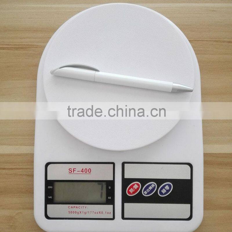white plastic ball pen twist action pen with bow shape clip
