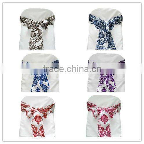 100%Polyester Flocked Taffeta Chair Sash For Hotel/Banquet