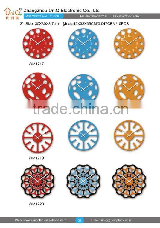 Round cheap MDF wood custom wall clock for decor