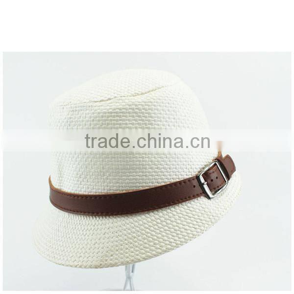 bottle cap with straw and an interior hat band