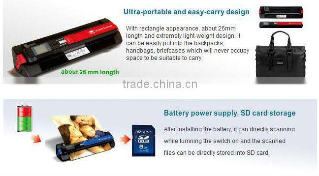 New 2013 digital slide scanning snap on scanner with own backlight CIS Sensor type support 32GB SD card USB and batteries power