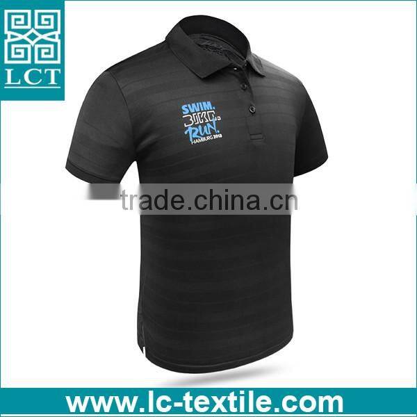 2016 Custom made hangtag polo black mercerized cotton t-shirt