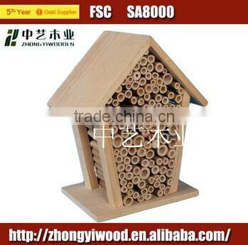 china factory FSC&BSCI handmade Wildlife garden Wooden bee honeybee Insect gift House with Ladybird