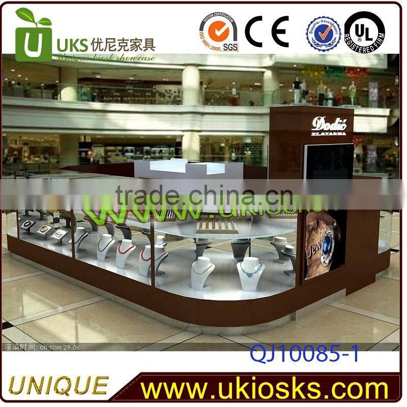 High glossy jewelry display, glass jewellery kiosk,jewellery showcase design