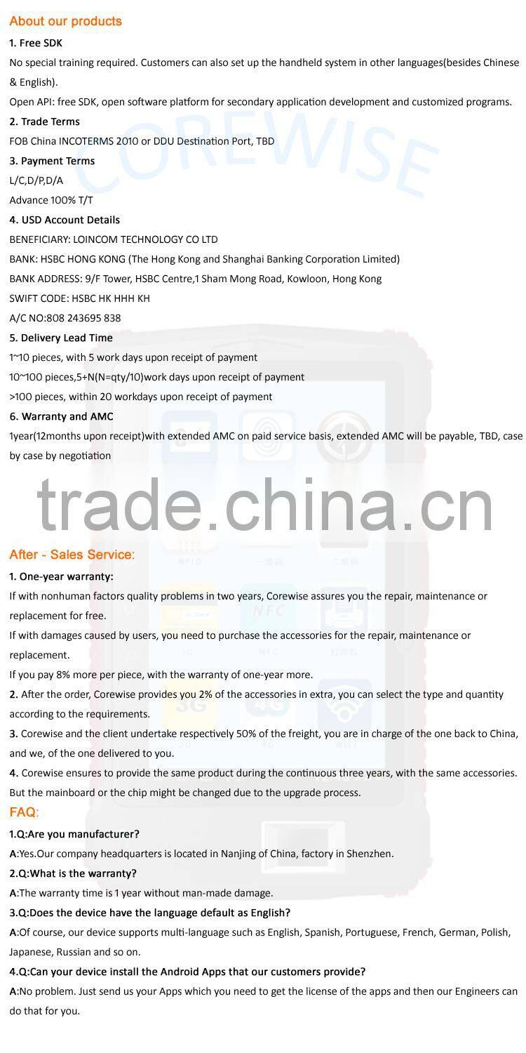 Newest 4G LTE 4" Quad core handheld touch screen pos system with thermal receipt printer