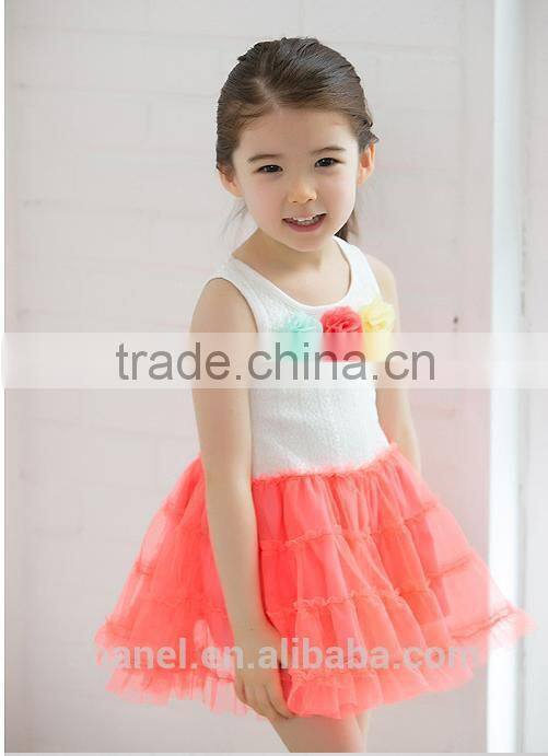 Summer new style three flowers cotton girls princess dress vest dress