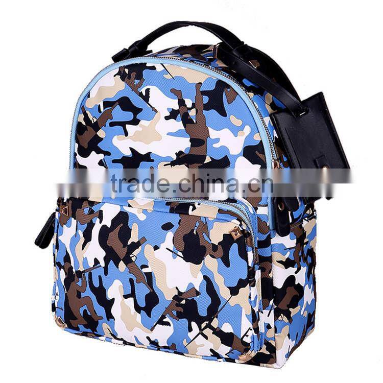 Custom printed fashion camo traveling bag bookbag shoulder student backpack school bag