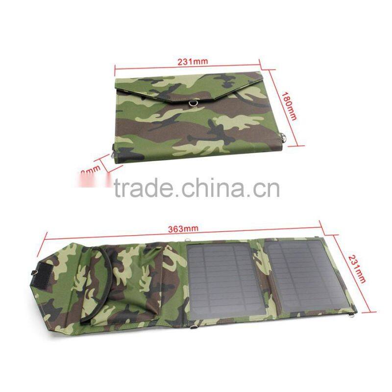 Factory hot selling 7W backpack solar panel battery charger, waterproof solar mobile charger