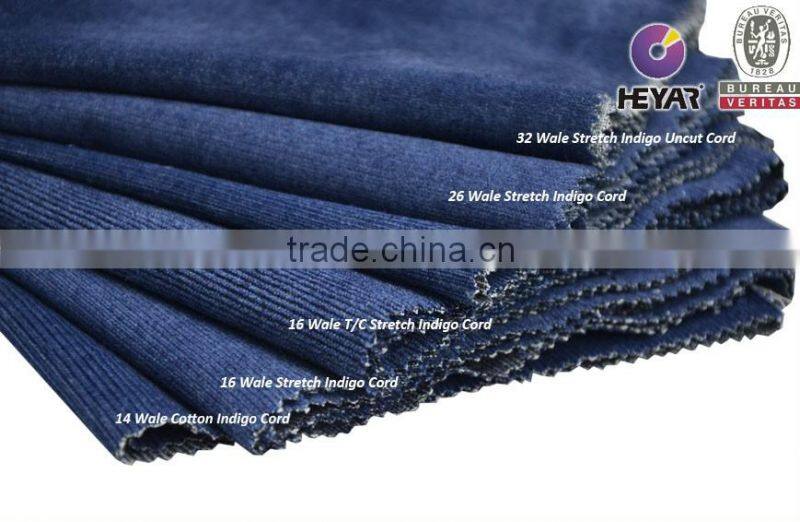 Baby wale indigo corduroy fabric