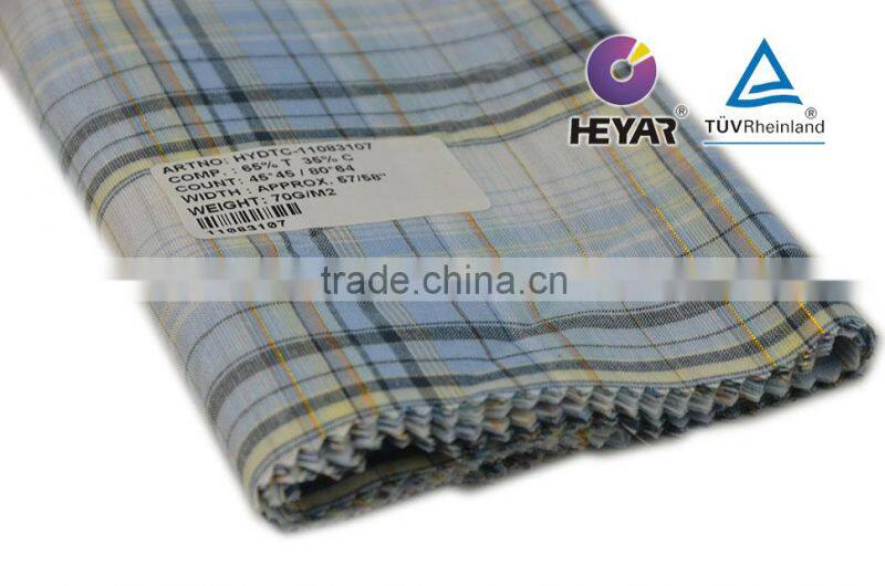 breathable fabric plaid 65 polyester 35 cotton fabric
