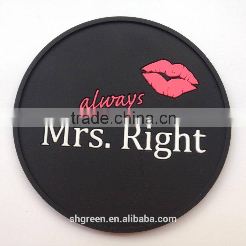 7mm thickness silicone rubber coaster for glass